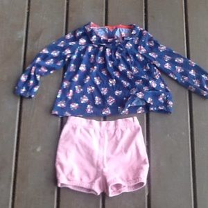 Mini Boden 3-4 outfit top and cord shorts